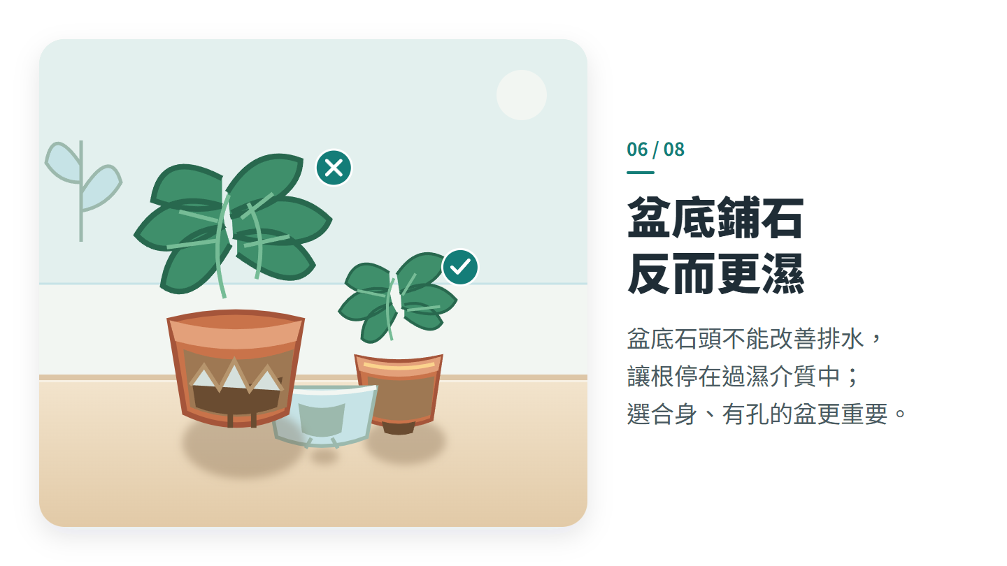 盆底鋪石 反而更濕