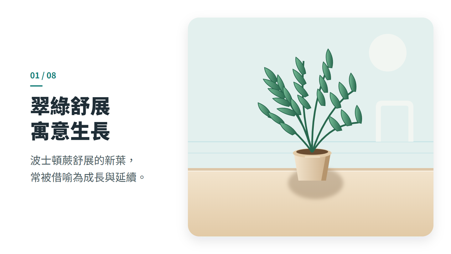 翠綠舒展 寓意生長